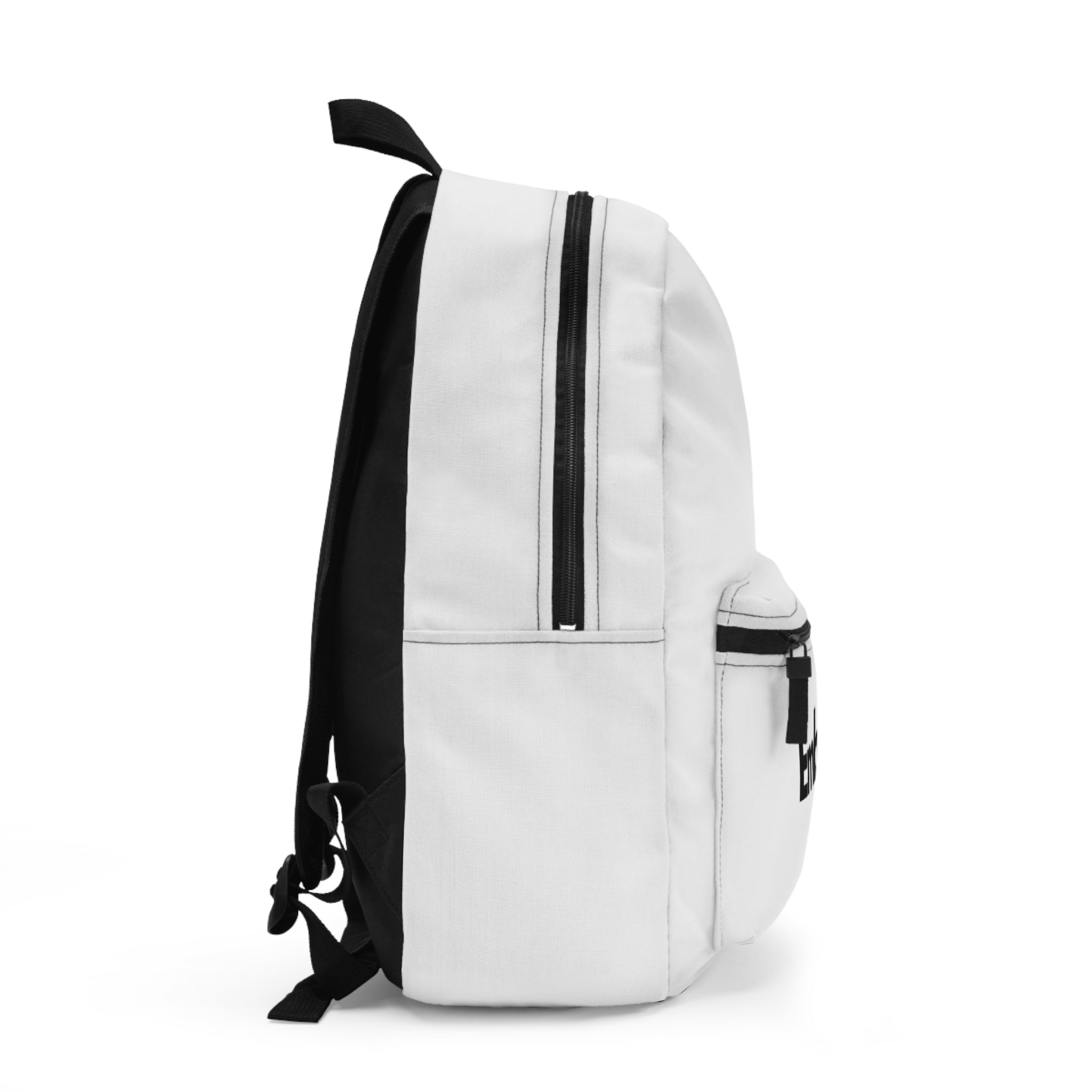 Lightweight durable backpack made from polyester with adjustable straps. Features multiple compartments and a sleek white design for everyday use.