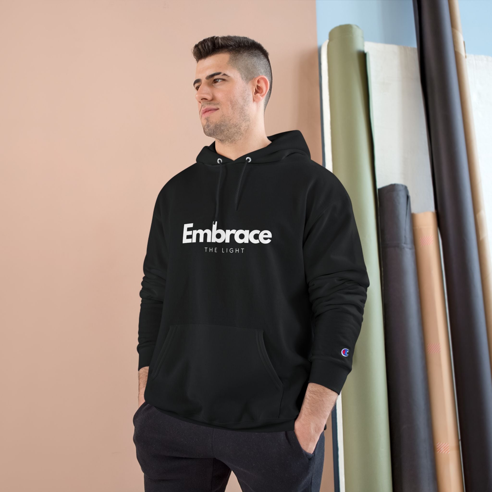 Embrace the Light Champion Hoodie - Inspirational Motivational Apparel