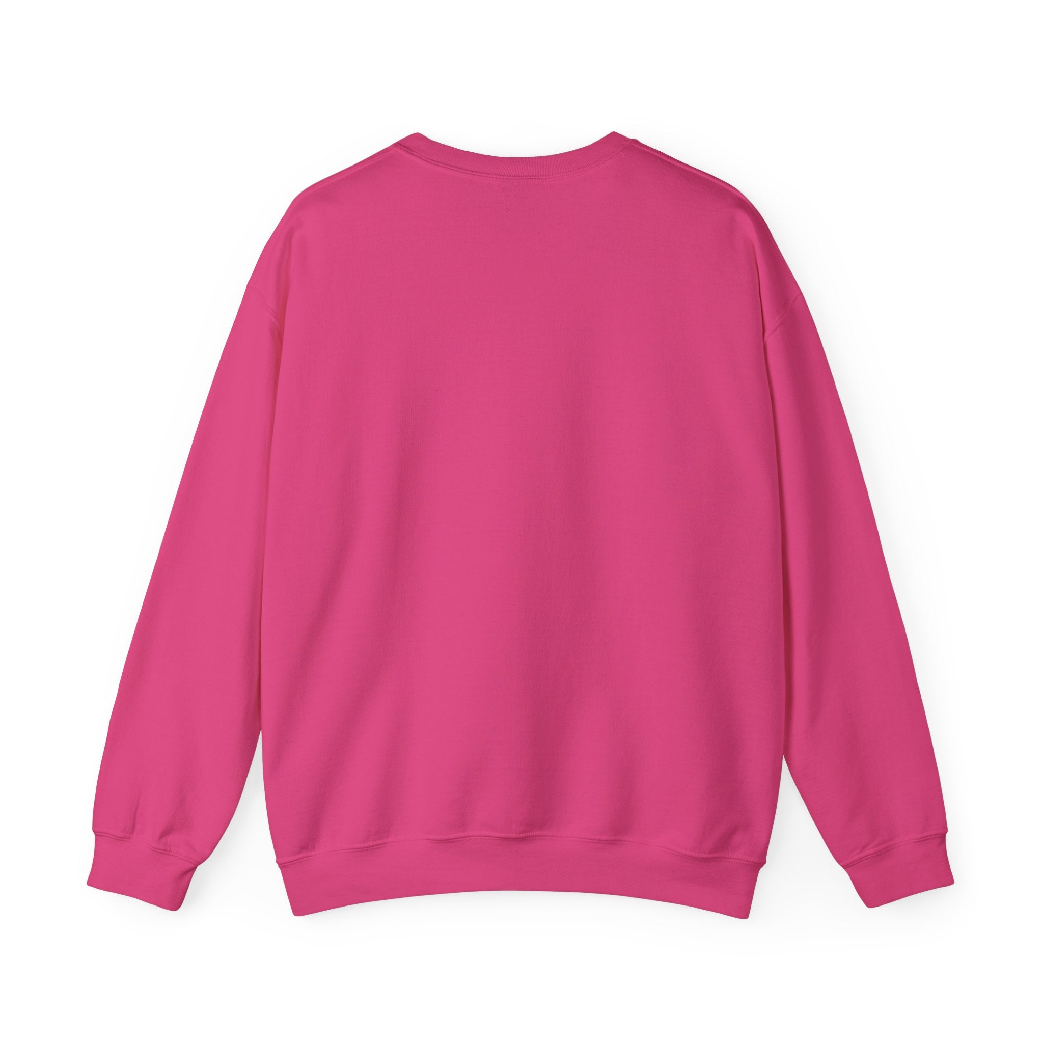 Unisex crewneck sweatshirt in a vibrant pink color, made from a soft 50/50 cotton-polyester blend. Features a relaxed fit for all-day comfort.