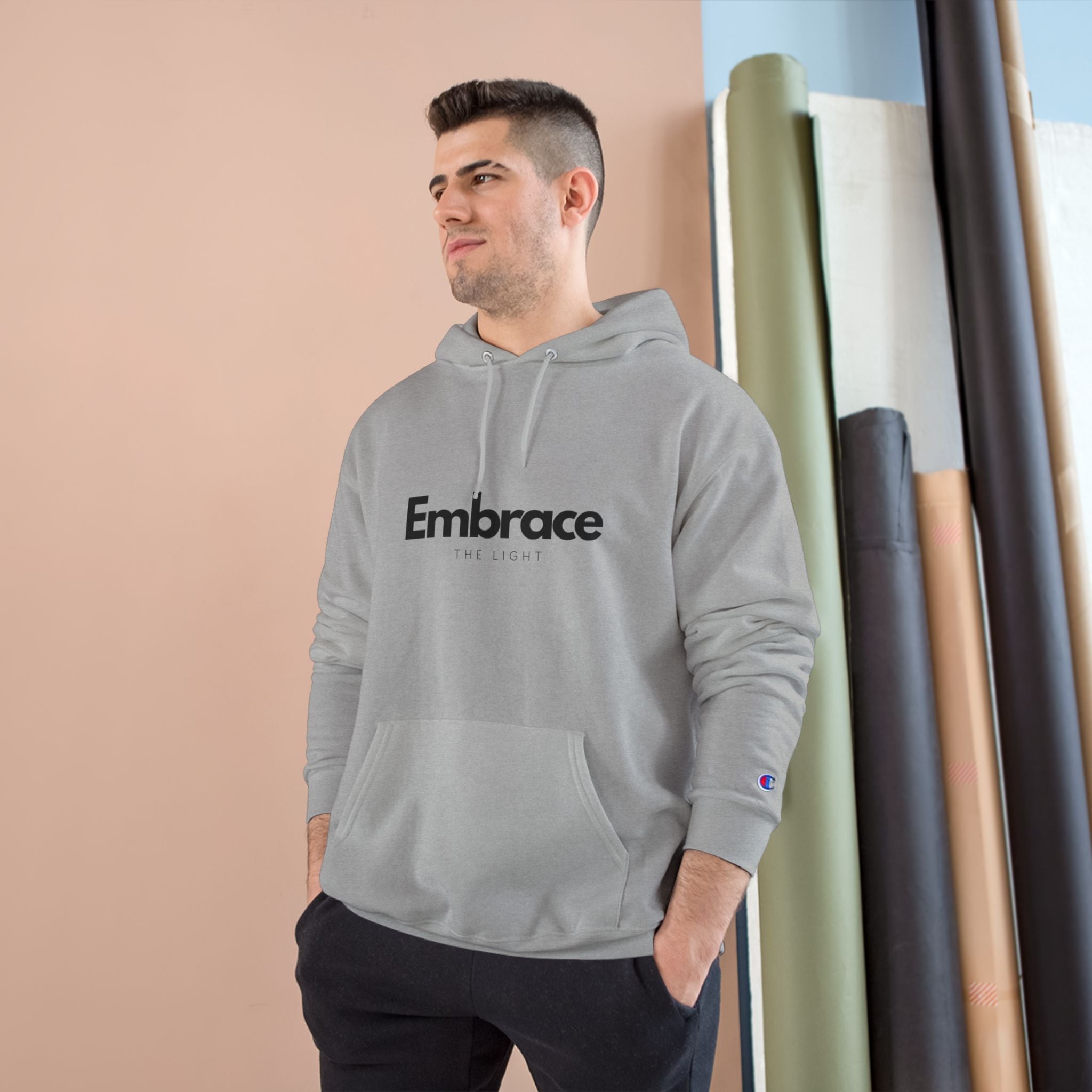 Embrace the Light Champion Hoodie - Inspirational Motivational Apparel